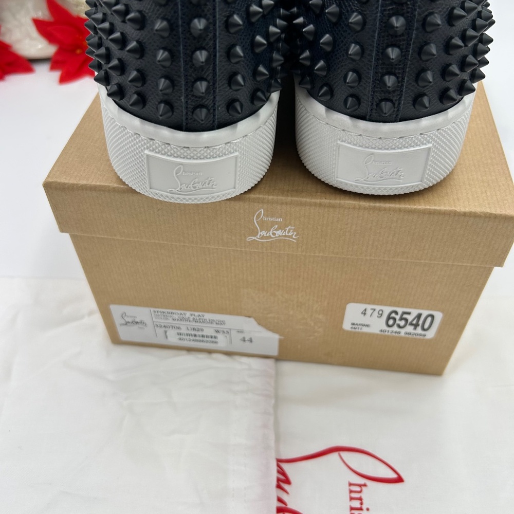 Men’s Christian Louboutin roller boat spike slip on sneakers size 44  Italy - Picture 8 of 13